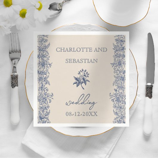 Blaue, Vintage Blumenzimmertafeln Serviette