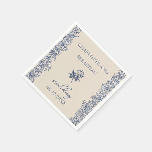 Blaue, Vintage Blumenzimmertafeln Serviette (Ecke)