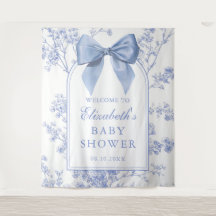 Blaue Vintage-Bogen-Baby-Shower-Fotohintergrund