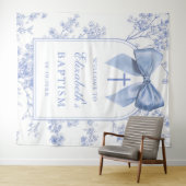 Blaue Vintage-Bogen-Tauf-Fotokulisse Wandteppich (Beispiel (Horizontal))