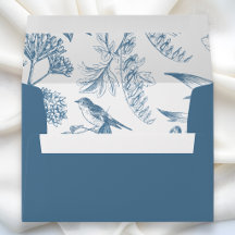 Blaue Vintage botanische Chinoiserie Blumen