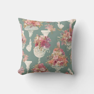 Blaue Vintage-Bouquet Kissen