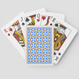 Blaue Vintage-Braun-Barcelona-Blütenblatt-Geometri Spielkarten