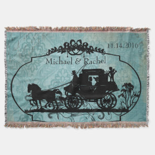 Blaue Vintage Braut- und Gräuel-Pferd- und Buggy-W Decke