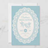 Blaue vintage Brautparty Einladung (Vorderseite)