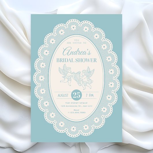 Blaue vintage Brautparty Einladung