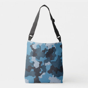 Blaue Vintage Camouflage Realistischer Verschleiße Tragetaschen Mit Langen Trägern
