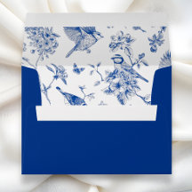 Blaue Vintage-Chinoiserie-Blumen-Vögel
