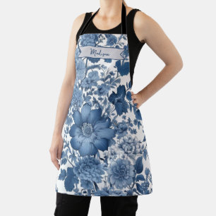 Blaue Vintage-Chinoiserie-Blumenmuster personalisi Schürze