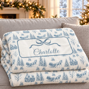 Blaue Vintage-Christall-Toile-Schlitten-Schleife Fleecedecke