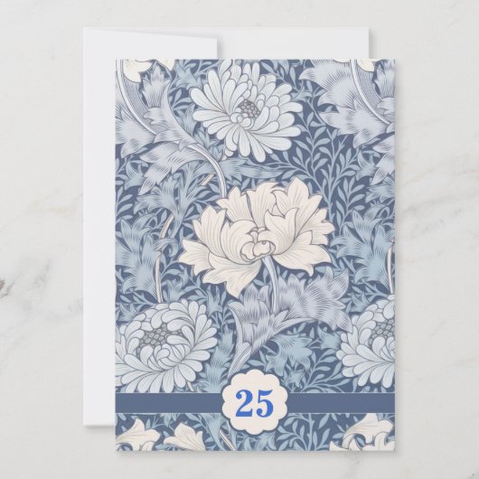Blaue Vintage Einladungen zum 25. Hochzeitstag (Vorderseite)
