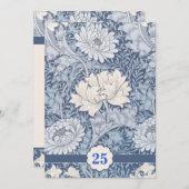 Blaue Vintage Einladungen zum 25. Hochzeitstag (Vorne/Hinten)