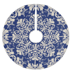 Blaue Vintage: Elegante nahtlose Muster. Polyester Weihnachtsbaumdecke