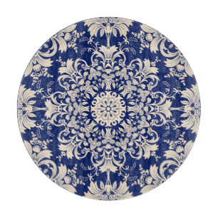 Blaue Vintage: Elegante nahtlose Muster. Schneidebrett