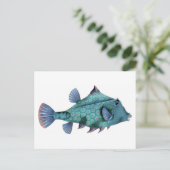 Blaue Vintage-Fisch Postkarte (Stehend Vorderseite)