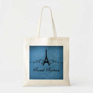 Blaue Vintage-Französische-Flourish-Süße-16-Tasche Tragetasche