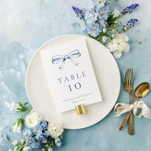 Blaue Vintage Handgezeichnete Bogen Hochzeit Tischnummer