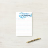 Blaue Vintage Hummerposten Post-it Klebezettel (Auf Schreibtisch)