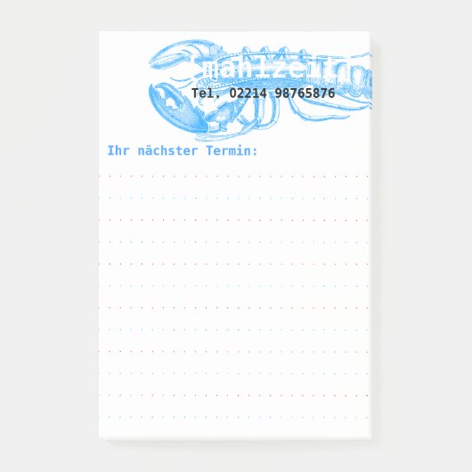 Blaue Vintage Hummerposten Post-it Klebezettel (Vorderseite)