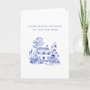 Blaue Vintage-Hütte Neue Heimat Glückwünsche Karte