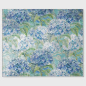Blaue Vintage Hydrangea-Blume Geschenkpapier (Flach)