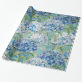 Blaue Vintage Hydrangea-Blume Geschenkpapier (Ungerollt)