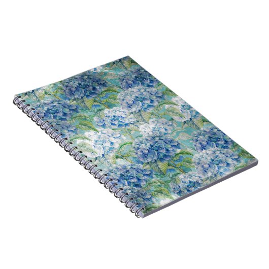 Blaue Vintage Hydrangea-Blume Notizblock (Rechte Seite)