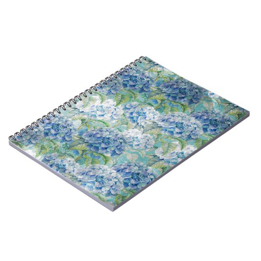 Blaue Vintage Hydrangea-Blume Notizblock (Linke Seite)