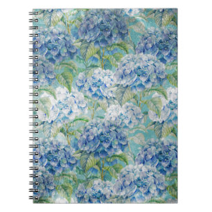 Blaue Vintage Hydrangea-Blume Notizblock