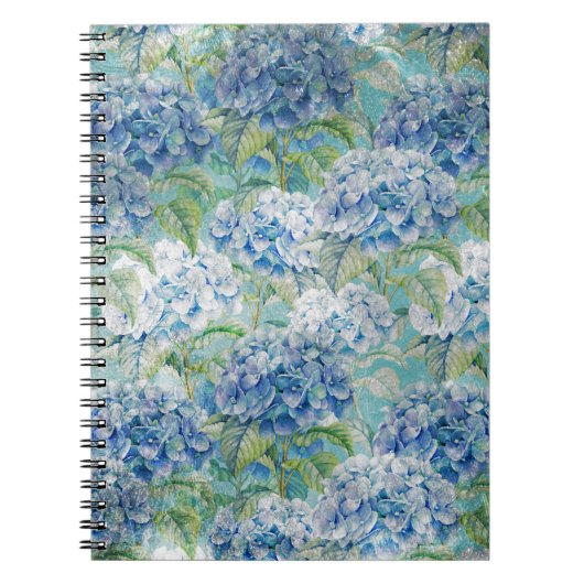 Blaue Vintage Hydrangea-Blume Notizblock (Vorderseite)