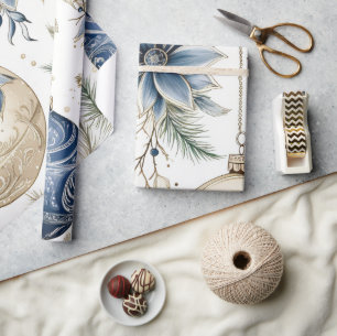Blaue Vintage-inspirierte Floral  Geschenkpapier