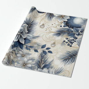 Blaue Vintage-inspirierte Floral  Geschenkpapier