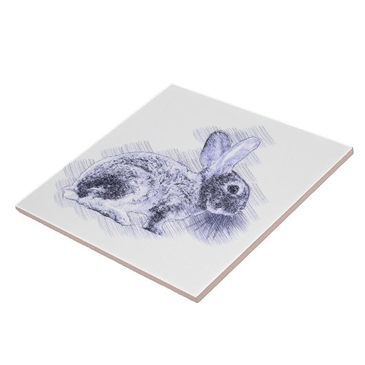 Blaue Vintage Kaninchenbleiche Fliese (Seite)