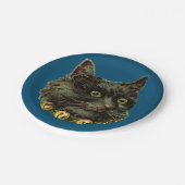 Blaue Vintage Katze mit Glocken-Papierplatte Pappteller (Schrägansicht)