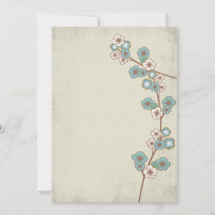 Blaue Vintage-Kirschblüten-Einladung Einladung