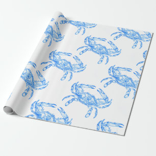 Blaue Vintage-Krabbe Geschenkpapier