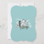 Blaue Vintage Liebesvögel Einladung Hochzeit (Rückseite)