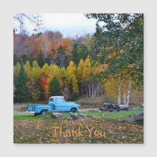 Blaue Vintage-Lieferwagen Danke Magnetkarte