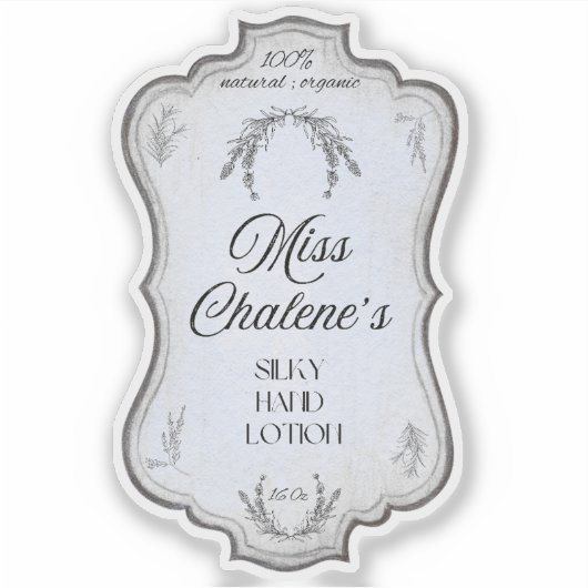 Blaue Vintage Lotion Antique Jar Flasche Aufkleber (Vorderseite)