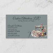 Blaue Vintage Nähänderung Visitenkarte (Vorderseite)