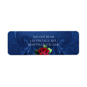 Blaue Vintage Ornamental rote Rosen Hochzeit