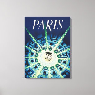 Blaue Vintage Paris Französische Flugreisen Europa Leinwanddruck