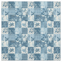 Blaue Vintage-Patchworkdecke Cottagecore Farmhouse