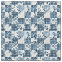 Blaue Vintage-Patchworkdecke Cottagecore Farmhouse