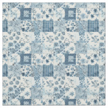 Blaue Vintage-Patchworkdecke Cottagecore Farmhouse