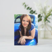Blaue Vintage Postkarte (Stehend Vorderseite)
