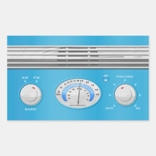 Blaue Vintage-Radio Rechteckiger Aufkleber