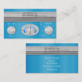 Blaue Vintage-Radio Visitenkarte (Vorne/Hinten)