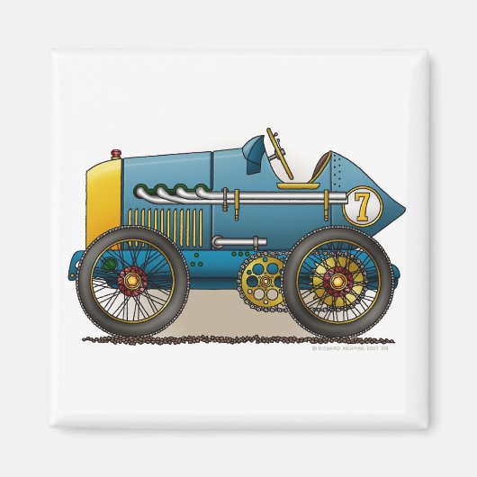 Blaue Vintage Rennmagnete Magnet (Vorne)