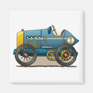 Blaue Vintage-Rennwagen-Magnete Magnet